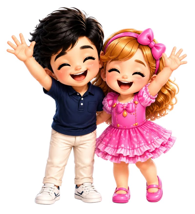 The KidsPro duo standing and waving