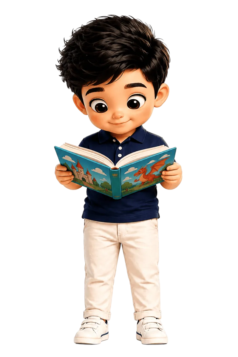 Jani reading a book